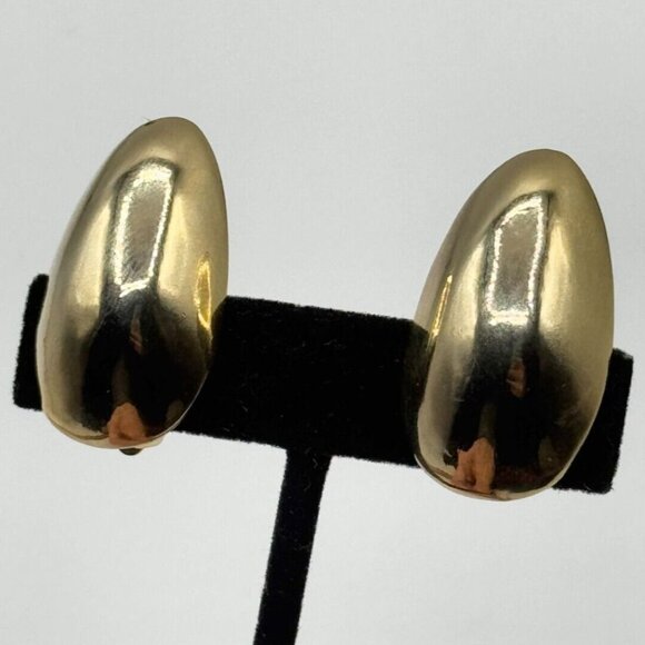 Vintage Signed Robin Kahn Modernist Gold Clip On Earrings - Picture 1 of 5